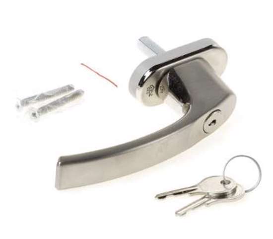 Afbeelding van Draaivalkruk / raamkruk Inox Look, afsluitbaar met cilinder, stiftlengte 40mm. SKG2.