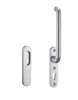 Afbeelding van Hefschuifgarnituur ovaal. F1, binnen kruk PC69 / buiten schuifdeurkom opschroevend, 3-gats, afmeting 185x40mm