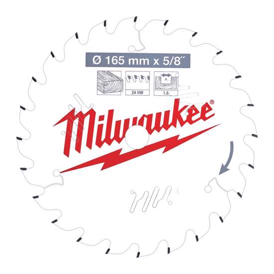 Afbeelding van Milwaukee cirkelzaagblad hout 165mm z=24