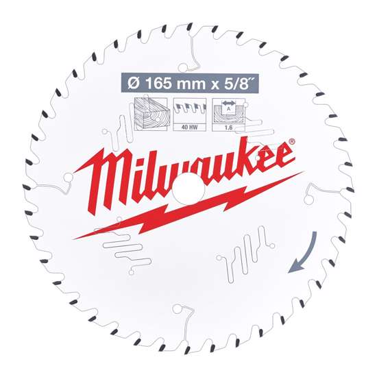 Afbeelding van Milwaukee cirkelzaagblad hout 165mm z=40