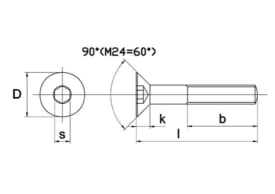 Afbeelding van Binnenzeskant bout platverzonkenkop  A2 M16x30 Din 7791mm