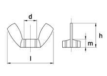 Afbeeldingen van Vleugelmoer Amerikaans model RVS A2 m8