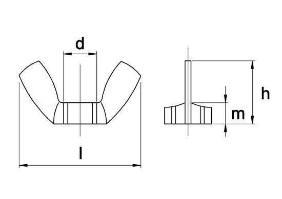 Afbeeldingen van Vleugelmoer Amerikaans model RVS A2 m8