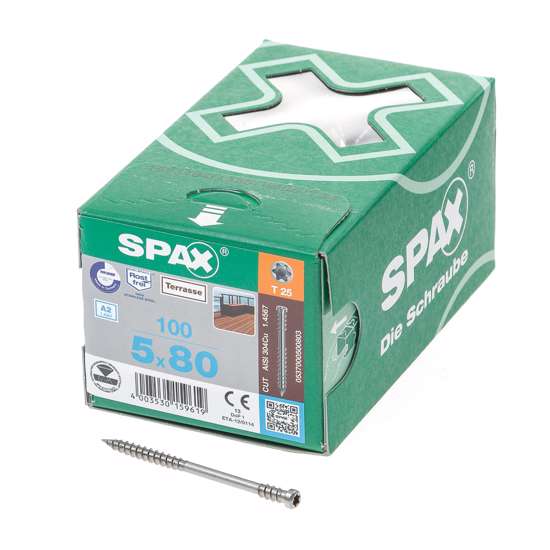 Afbeeldingen van Spax Vlonderschroef RVS T-Star T25 5.0 x 80mm