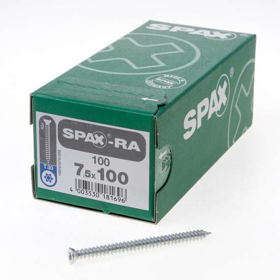 Afbeelding van Spax-RA Kozijnschroeven torx platverzonken kop T30 7.5 x 100mm