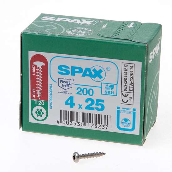 Afbeelding van Spax Spaanplaatschroef cilinderkop RVS T-Star T20 4.0x25mm (per 200 stuks)