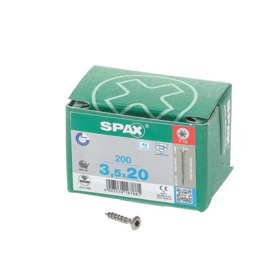 Afbeelding van Spax Spaanplaatschroef lenskop RVS T-Star T15 3.5x20mm (per 200 stuks)