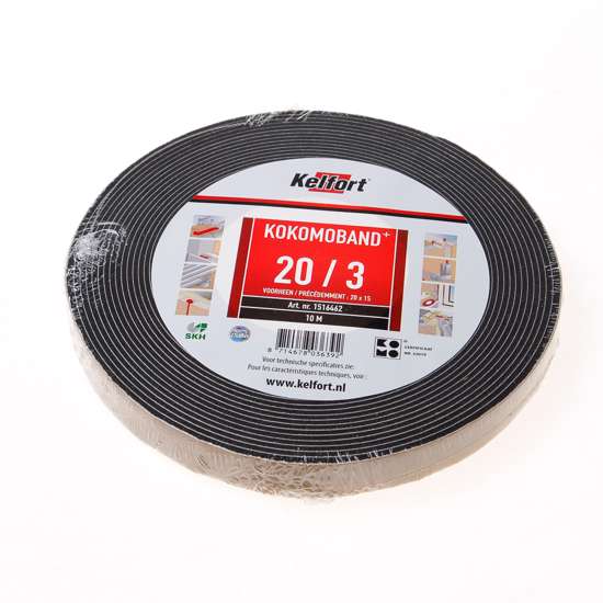 Afbeelding van Afdichtingsband zwart op rol van  10 meter, afmeting 20mm, voor voegbreedte 3mm