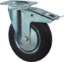 Afbeeldingen van Zwenkwiel, zwart rubber wiel met stalen velg en rollager + rem, 100kg m/rem 125mm