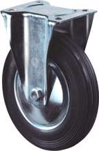 Afbeeldingen van Bokwiel, zwart rubber wiel met stalen velg en rollager, 205kg 200mm