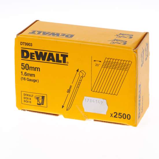 Afbeelding van DeWalt Spijkers zonder kop gegalvaniseerd 50mm 16 Gauge 1,6mm 20° voor DC618 doos van 2500 spijkers