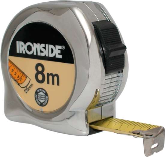 Afbeelding van Ironside Rolbandmaat chroom professioneel 8 meter x 25mm