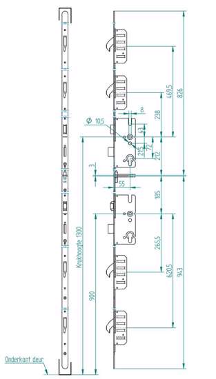 Afbeeldingen van Deurmps 6220-DUO 55/72 z/toebehoren DrR.1+3