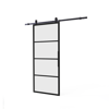 Afbeelding van DIY-schuifdeur Cubo zwart inclusief mat glas, afmeting deur 2150x980x28mm + zwart ophangsysteem type Basic Top