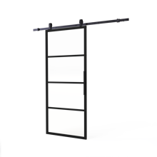 Afbeeldingen van DIY-schuifdeur Cubo zwart inclusief transparant glas, afmeting deur 2350x980x28mm + zwart ophangsysteem type Basic Top