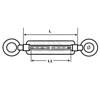 Afbeeldingen van Spanschroef oog-oog 1480-12B verzinkt M12 x 125mm 8000.148.012B