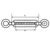 Afbeelding van Spanschroef oog-oog 1480-12B verzinkt M12 x 125mm 8000.148.012B