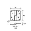 Afbeeldingen van Axa Kogelstiftpaumelle RVS ronde hoeken links 89 x 89 x 3mm SKG*** 1203-35-81/E