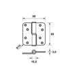 Afbeelding van Axa Kogelstiftpaumelle RVS ronde hoeken rechts 89 x 89 x 3mm SKG*** 1203-25-81/E