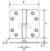 Afbeeldingen van Kogellagerscharnier H367E89893103 RVS ronde hoeken 89 x 89 x 3mm 6730.133.8989-DT