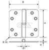 Afbeelding van Kogelstiftpaumelle H169-89890115 ronde hoeken links 89 x 89 x 3mm 6910.115.8989-D