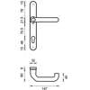 Afbeeldingen van Veiligheids smal binnenschild, D4E, alum.,afgerond, met kruk, PC92, deurdikte 40-54mm, smalschild 32mmx246mm