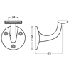 Afbeelding van Leuninghouder, aluminium/zilver 3502-02 65 vlak