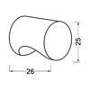 Afbeeldingen van Hermeta Cilinderknop 25x26mm m4 zwart 3732-70