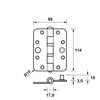 Afbeeldingen van Axa Heavy Duty Veiligheidsschijflager scharnier geborsteld RVS 114 x 89 x 3mm SKG*** 1847-09-81/VE