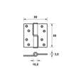 Afbeelding van Axa Kogelstiftpaumelle RVS rechts 89 x 89 x 3mm 1201-25-81/E