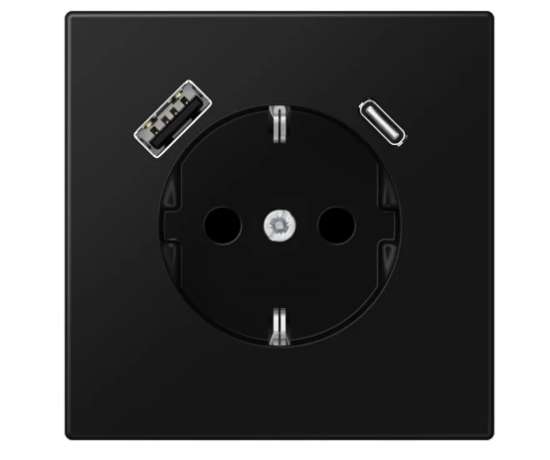 Afbeeldingen van Jung WCD RA+USB-A & USB-C 1-voudig grafietzw.
