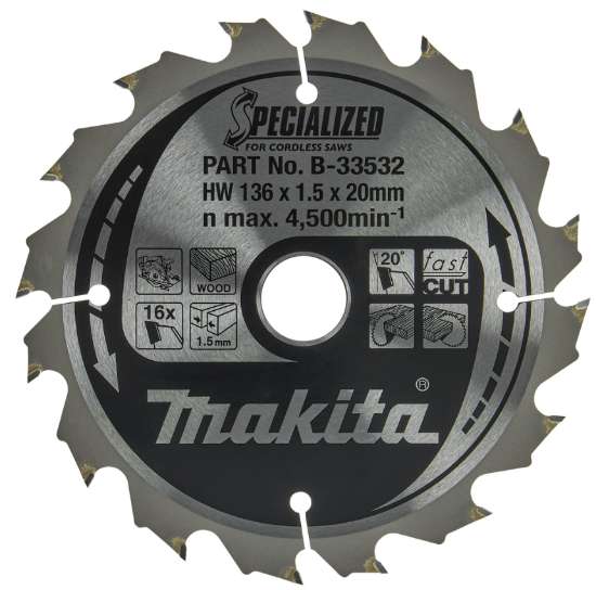 Afbeeldingen van Makita zaagblad hout 136x20x1,5mm 16T