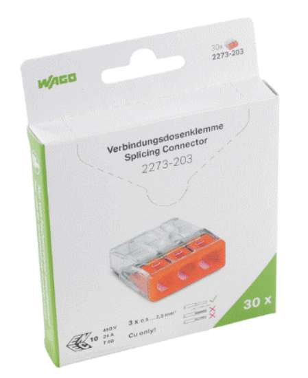 Afbeeldingen van Wago lasklem transp/oranje 3-v blister (30)
