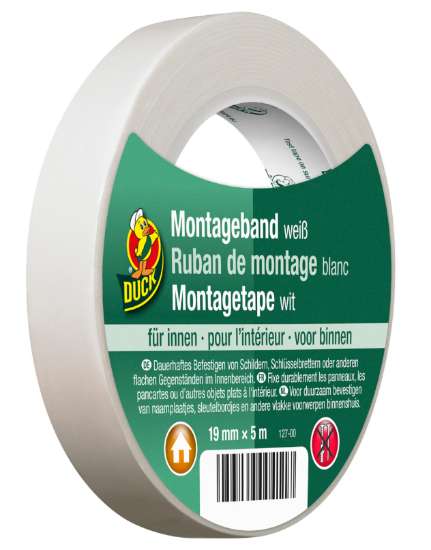Afbeeldingen van Foam PE tape dubbz.wit 1.0mm 19mmx5m