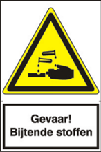 pictogram over gevaren bijtende stof